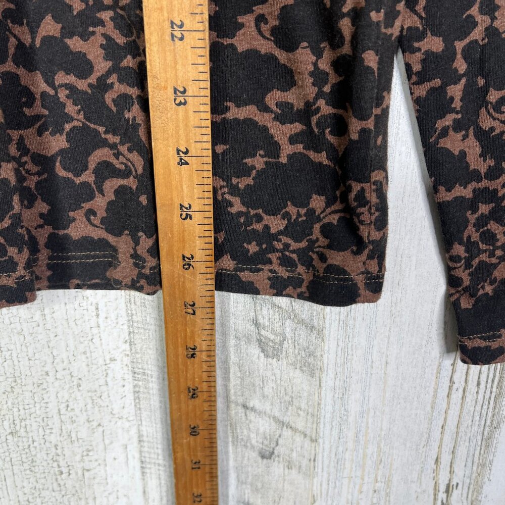 Peruvian Connection Shirt Womens Large Pima Cotton Brown Floral - Picture 8 of 9